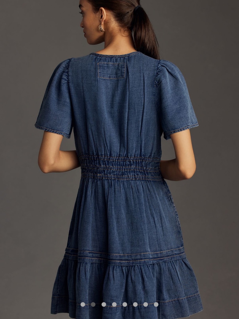Anthropologie Somerset Mini Denim Blue Smocked-Waist Dress, 1x , worn once - Picture 9 of 9